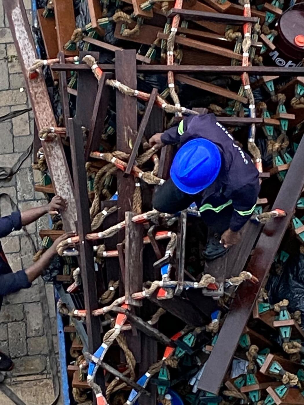 Ship scrap removal seen from above